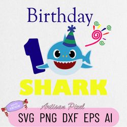 1st Birthday Shark Svg, Shark Birthday Svg, Shark Doo Doo Svg, Shark Kids Svg, Birthday Svg, Birthday Boy Svg Files, Cri