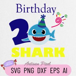 2nd Birthday Shark Svg, Shark Birthday Svg, Shark Doo Doo Svg, Shark Kids Svg, Birthday Svg, Birthday Boy Svg Files, Cri
