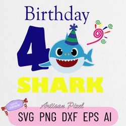 4th Birthday Shark Svg, Shark Birthday Svg, Shark Doo Doo Svg, Shark Kids Svg, Birthday Svg, Birthday Boy Svg Files, Cri