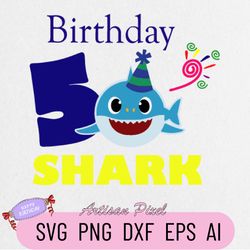 5th Birthday Shark Svg, Shark Birthday Svg, Shark Doo Doo Svg, Shark Kids Svg, Birthday Svg, Birthday Boy Svg Files, Cri