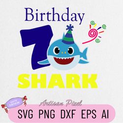 7th Birthday Shark Svg, Shark Birthday Svg, Shark Doo Doo Svg, Shark Kids Svg, Birthday Svg, Birthday Boy Svg Files, Cri