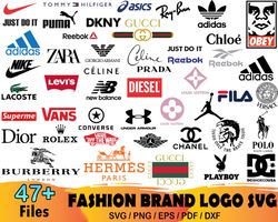 47 Fashion Brand Logo Bundle Svg, Nike Svg, Tommy Hilfiger Svg