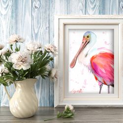 Roseate spoonbill watercolor bird painting birds original art watercolor ibis by Anne Gorywine
