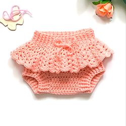 Crochet baby diaper covers Crochet Pattern 0-3 months diaper newborn girl lacy attached bloomers with Skirt ruffles  diy