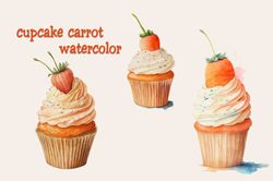 Cupcake Carrot Watercolor