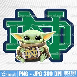 Baby Yoda with Notre Dame Fighting Irish Football PNG,  Baby Yoda png, NCAA png, Sublimation ready, png files