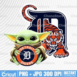 Baby Yoda with Detroit Tigers Baseball PNG,  Baby Yoda MLB png, MLB png, Sublimation ready, png files for sublimation