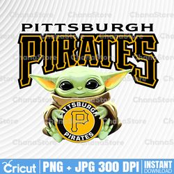 Baby Yoda with Pittsburgh Pirates Baseball PNG,  Baby Yoda MLB png, MLB png, Sublimation ready, png files