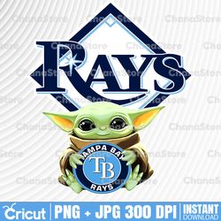 Baby Yoda with Tampa Bay Rays Baseball PNG,  Baby Yoda MLB png, MLB png, Sublimation ready, png files for sublimation