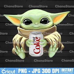 Baby Yoda with Diet Coke PNG,  Baby Yoda png, Sublimation ready, png files for sublimation