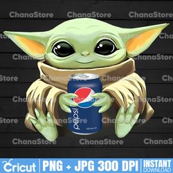 Baby Yoda with Pepsi PNG,  Baby Yoda png, Sublimation ready, png files for sublimation
