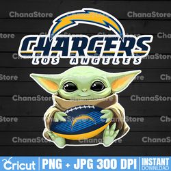 Baby Yoda with Los Angeles Chargers NFL png,  Baby Yoda NFL png, NFL png, Sublimation ready, png files for sublimation