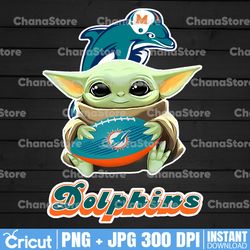 Baby Yoda with Miami Dolphins NFL png,  Baby Yoda NFL png, NFL png, Sublimation ready, png files for sublimation,printin