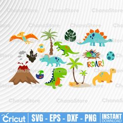 Dinosaur Big Bundle Birthday Pack, Jurassic, T-Rex, Roar, Dino Theme, SVG, Clipart, Print and Cut File, Stencil,