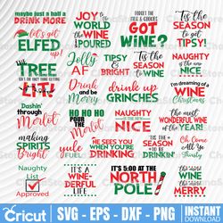 Big Christmas wine quotes svg Bundle of 26 designs, SVG PNG DXF Eps, Christmas Wine Glass svg Bundle