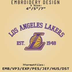 Los Angeles Lakers Embroidery Designs, NBA Logo Embroidery Files, NBA Lakers, Machine Embroidery Pattern