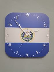 Salvadoran flag clock for wall, Salvadoran wall decor, Salvadoran gifts (El Salvador)