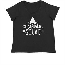 Glamping Squad Camping Trip Womens Plus Size V-Neck T-shirt