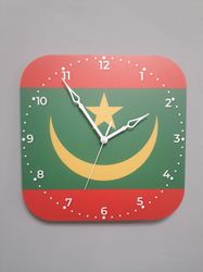 Mauritanian flag clock for wall, Mauritanian wall decor, Mauritanian gifts (Mauritania)