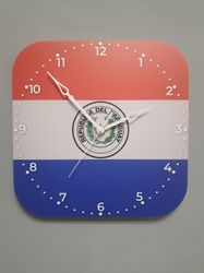 Paraguayan flag clock for wall, Paraguayan wall decor, Paraguayan gifts (Paraguay)