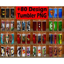 80 Movie Hero Tumbler, Mega Tumbler Bundle, Tumbler Bundle Design, Sublimation Tumbler bundle, 20oz skinny Tumbler