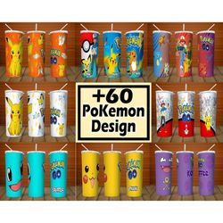 60 Pokemon Tumbler Bundle,Mega Tumbler Bundle, Tumbler Bundle Design, Sublimation Tumbler bundle, 20oz skinny Tumbler