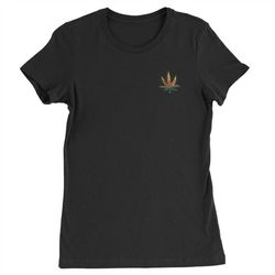 Embroidered Rasta Pot Leaf Patch (Pocket Print) Womens T-shirt