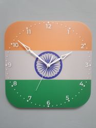 Indian flag clock for wall, Indian wall decor, Indian gifts (India)