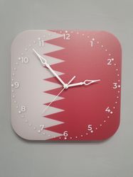 Qatari flag clock for wall, Qatari wall decor, Qatari gifts (Qatar)
