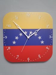 Venezuelan flag clock for wall, Venezuelan wall decor, Venezuelan gifts (Venezuela)