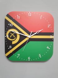 Vanuatu flag clock for wall, Vanuatu wall decor, Vanuatu gifts (Vanuatuan)