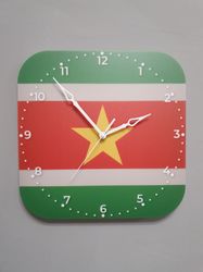 Surinamese flag clock for wall, Surinamese wall decor, Surinamese gifts (Suriname)