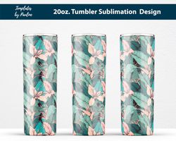 Seamless Pink Tropical Flower Tumbler Wrap
