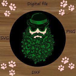 St Patrick Beard SVG, St Patricks Day Vector Beard Clipart, Clover Cricut, Clover Cut File, Clover Silhouette, Irish svg