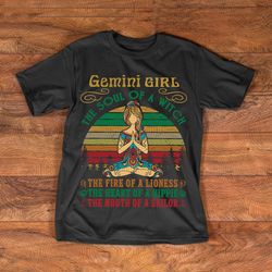 Gemini Girl svg, Yoga Black Women Birthday Gifts the soul of a lioness the heart of a witch the fire of a hippie