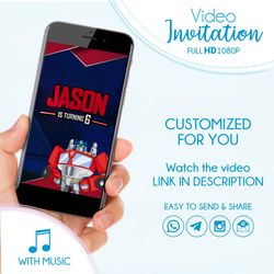 Animated Transformers invitation for your robot themed birthday party