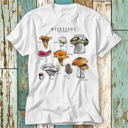 Edible Wild Mushroom Herbs Plants T Shirt Top Design Unisex Ladies Mens Tee Retro Fashion Vintage Shirt S786