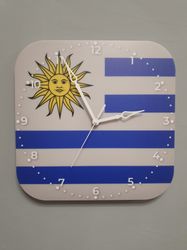 Uruguayan flag clock for wall, Uruguayan wall decor, Uruguayan gifts (Uruguay)