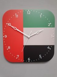 UAE flag clock for wall, Emirati wall decor, Emirati gifts (United Arab Emirates)