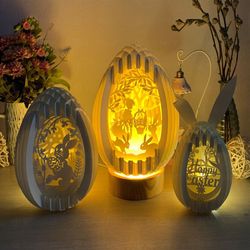 Combo 3 Easter Bunny Eggs Sphere Popup - Globe Popup Lightting - Paper Cutting Template Files - SVG files