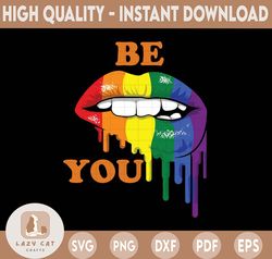 LGBT Rainbow Dripping Lips Png SVG Ai PNG, Bisexual, Transexual, Vector Cut or Print File Digital Download Cricut Cut Fi