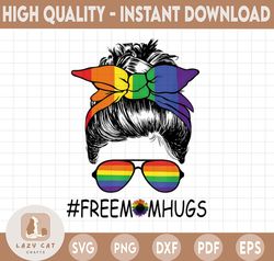 Free Mom Hugs Gay Pride LGBT Daisy Rainbow Flower Hippie PNG, LGBT PNG, Lgbt Gift, Lgbt Life