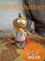 Crochet pattern for a soft toy pumpkin monster. amigurumi.