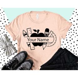 Custom Teacher Shirt, Customized Name Teacher Shirt, Teacher Shirts, Pencil Teacher Shirt, Personalized Teacher Shirt, E