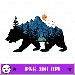 Mountain Bear Sublimation png, Mountain png, Bear png, Nature png, Camping png, Animal png, Mountain scene png for , Dis