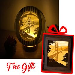 san francisco city sphere popup 18x18 cm with lightbox template 8x8 inch - digital file - globe popup - svg files - pop-