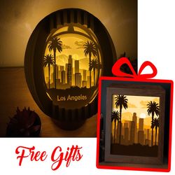 Los Angeles City Sphere Popup 18x18 cm With Lightbox Template 8x8 inch - Shadow Box SVG - Globe Popup - SVG files - Pop-