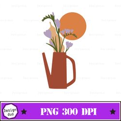 Boho Flowers Watering Can PNG, Digital Design, PNG File, Download, Sublimation, Digital File, PNG