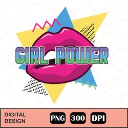 Girl Power 90's Lips Sublimation, Digital Download Clipart, Sublimation PNG