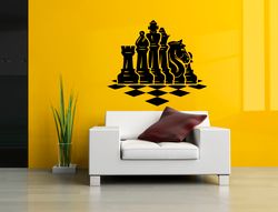 Chess Sticker, Chess On A Chessboard, Logic Game, Wall Sticker Vinyl Decal Mural Art Decor